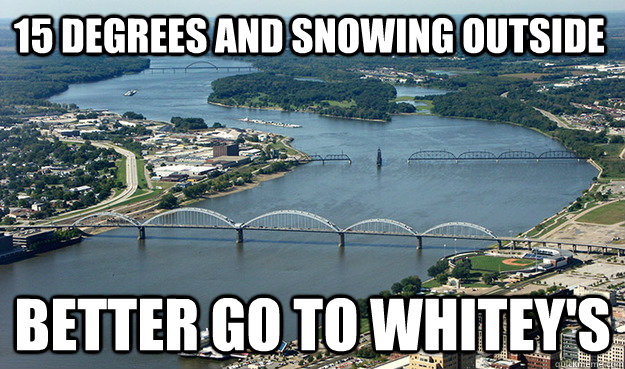15 degrees and snowing outside better go to whitey's - 15 degrees and snowing outside better go to whitey's  Misc