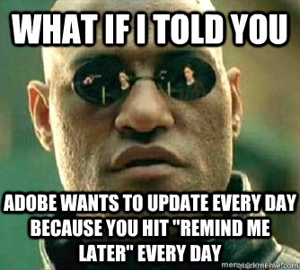 What if I told you  adobe wants to update every day because you hit 