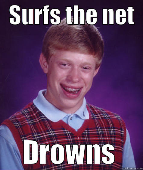  SURFS THE NET   DROWNS Bad Luck Brian