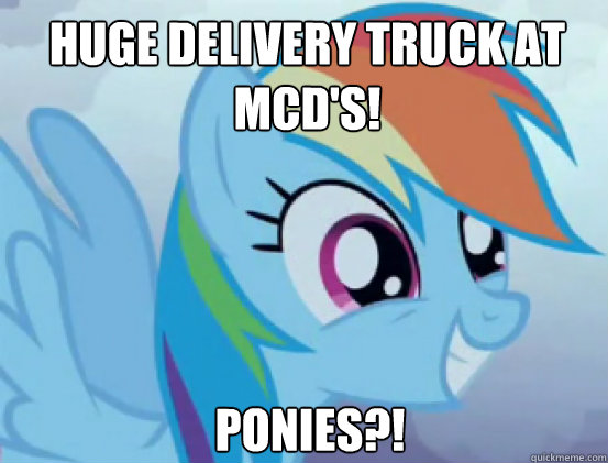 Huge Delivery truck at McD's! Ponies?!  
