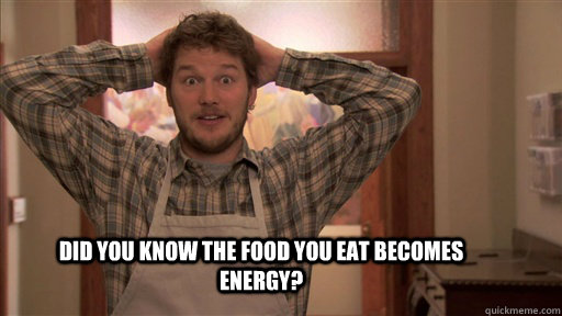 Did you know the food you eat becomes energy?  Andy Dwyer Energy