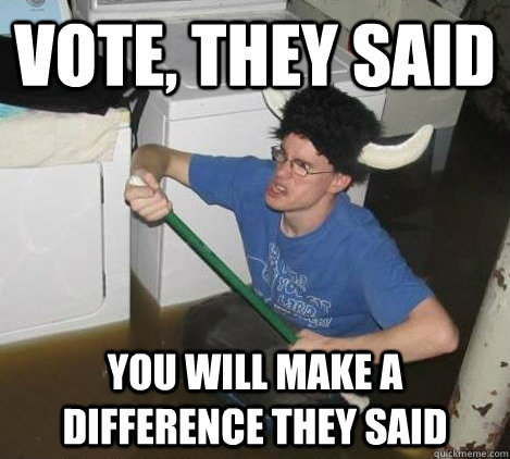 vote, they said you will make a difference they said  They said