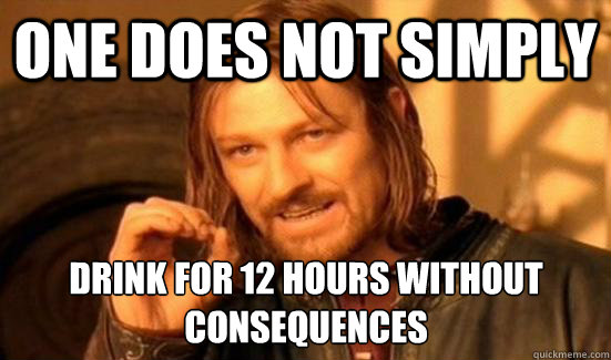 One Does Not Simply DRINK FOR 12 HOURS WITHOUT  CONSEQUENCES  Boromir