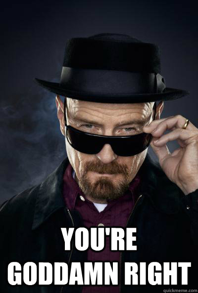  You're goddamn right -  You're goddamn right  Scumbag Heisenberg