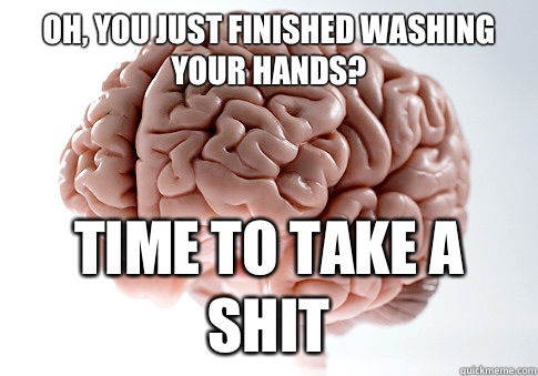 Oh, you just finished washing your hands? Time to take a shit  Scumbag Brain