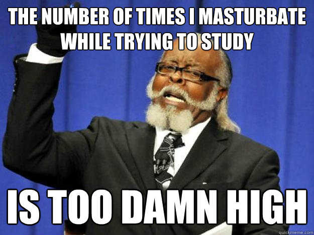 The number of times I masturbate while trying to study is too damn high  Toodamnhigh