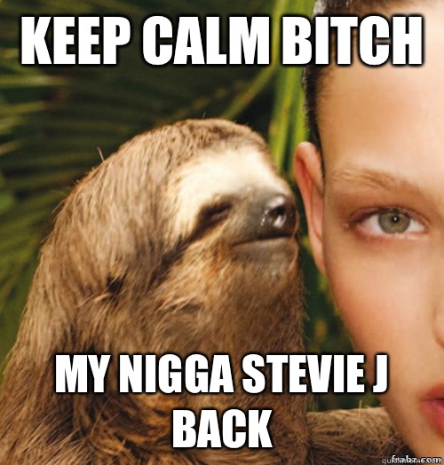 Keep calm bitch  My nigga Stevie J back  rape sloth