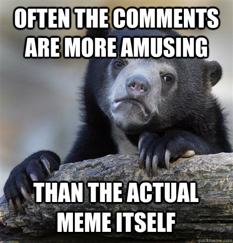 Often the comments are more amusing than the actual meme itself  Confession Bear