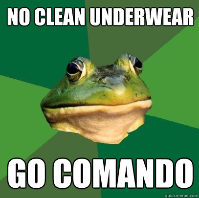 no clean underwear Go comando  Foul Bachelor Frog