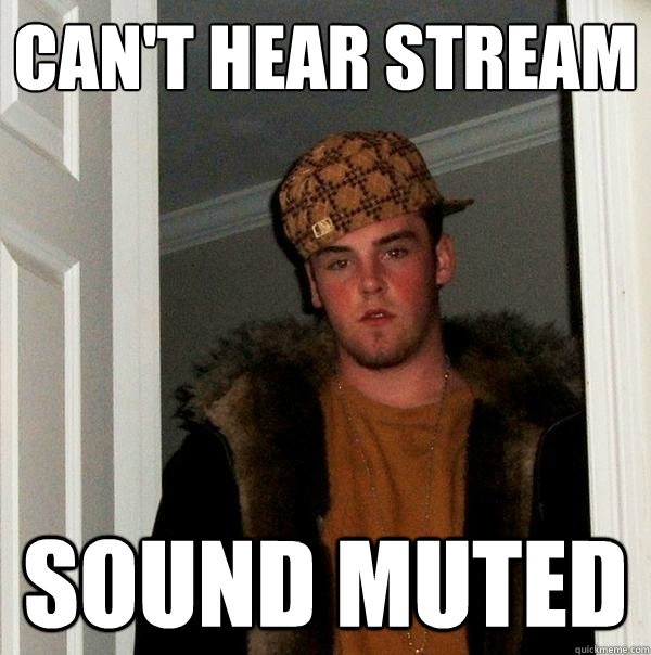 can't hear stream sound muted  Scumbag Steve