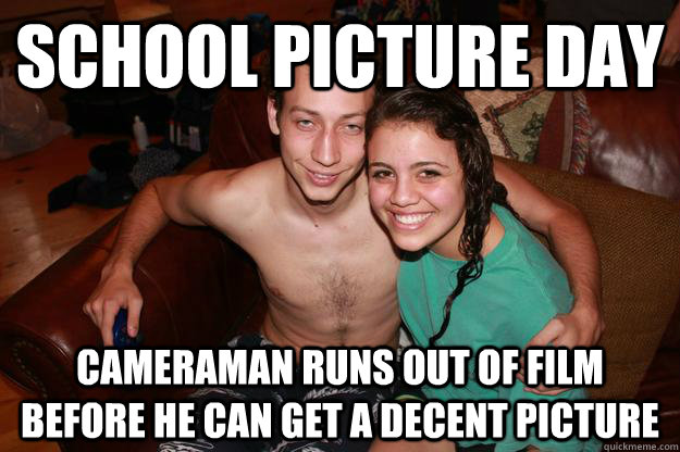 school picture day cameraman runs out of film before he can get a decent picture  Extremely Unphotogenic Guy