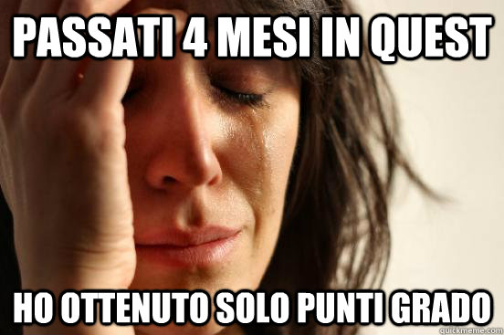 passati 4 mesi in quest ho ottenuto solo punti grado  First World Problems