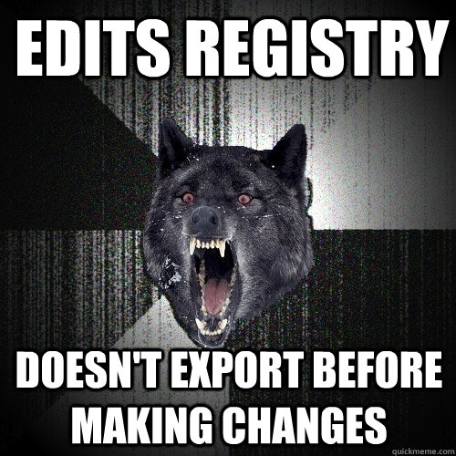 edits registry Doesn't export before making changes  Insanity Wolf