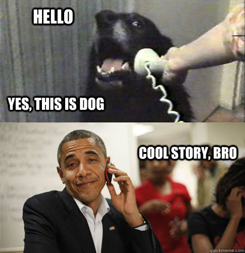 Hello Yes, this is dog cool story, bro - Hello Yes, this is dog cool story, bro  Dog and Obama Phone