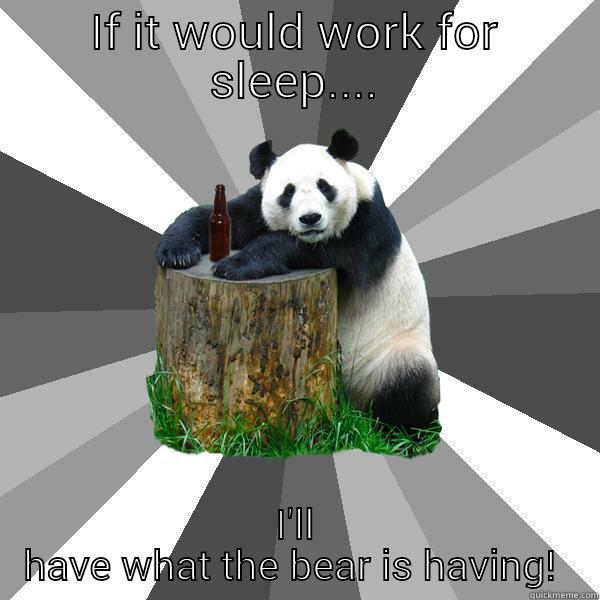 IF IT WOULD WORK FOR SLEEP.... I'LL HAVE WHAT THE BEAR IS HAVING!  Pickup-Line Panda