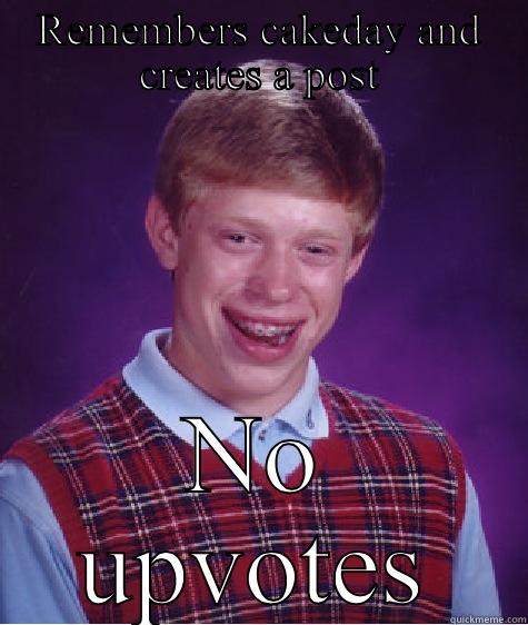 REMEMBERS CAKEDAY AND CREATES A POST NO UPVOTES Bad Luck Brian