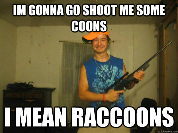 im gonna go shoot me some coons i mean raccoons  
