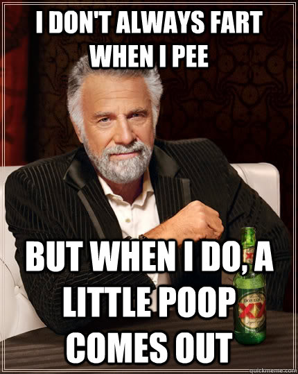 I don't always fart when i pee But when I do, a little poop comes out  The Most Interesting Man In The World