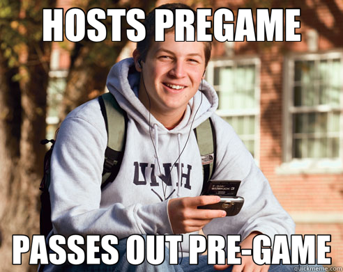 HOSTS PREGAME PASSES OUT PRE-GAME  College Freshman