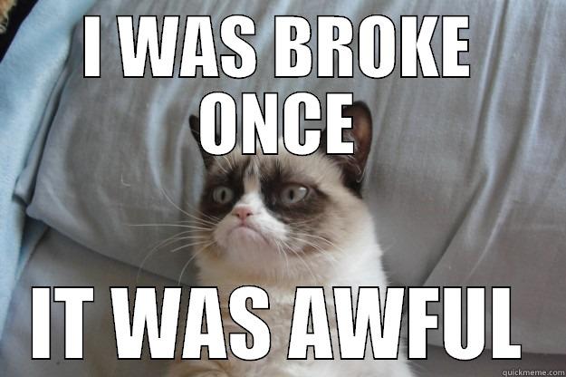 I was broke once - I WAS BROKE ONCE IT WAS AWFUL Grumpy Cat