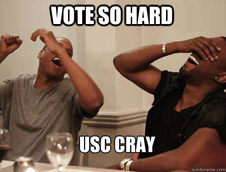 VOTE SO HARD USC CRAY  Jay-Z and Kanye West laughing