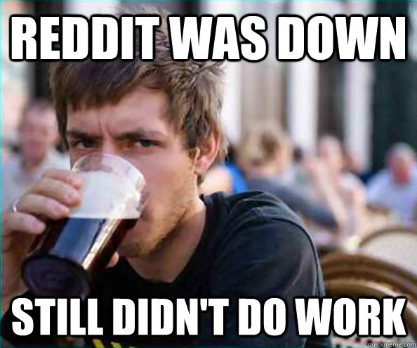 Reddit was down Still didn't do work  College Senior