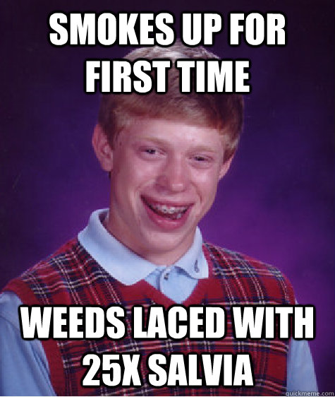 Smokes up for first time Weeds laced with 25X Salvia  Bad Luck Brian