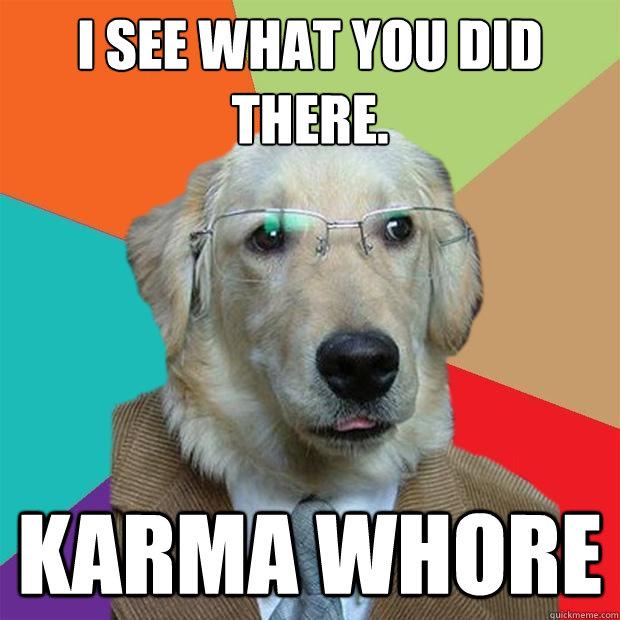 I see what you did there. Karma Whore  Business Dog
