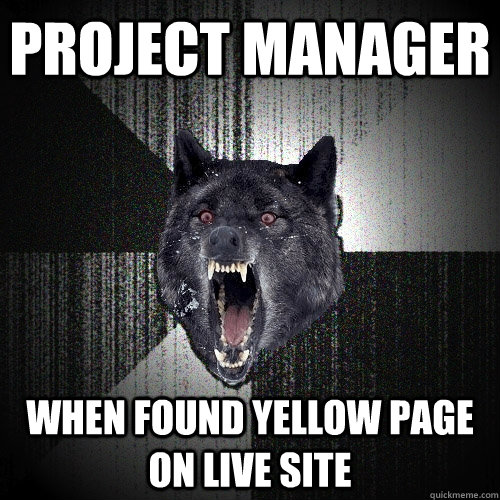Project Manager When found yellow page on live site   Insanity Wolf