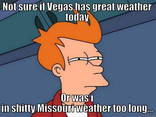 NOT SURE IF VEGAS HAS GREAT WEATHER TODAY OR WAS I IN SHITTY MISSOURI WEATHER TOO LONG... Futurama Fry
