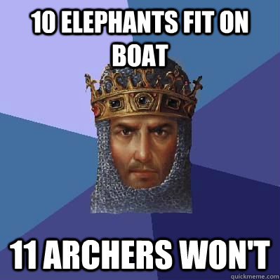 10 ELEPHANTS FIT ON BOAT 11 ARCHERS WON'T  Age of Empires