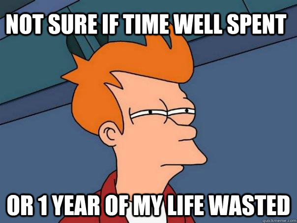 Not sure if time well spent or 1 year of my life wasted  Futurama Fry