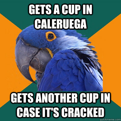 gets a cup in caleruega gets another cup in case it's cracked  Paranoid Parrot