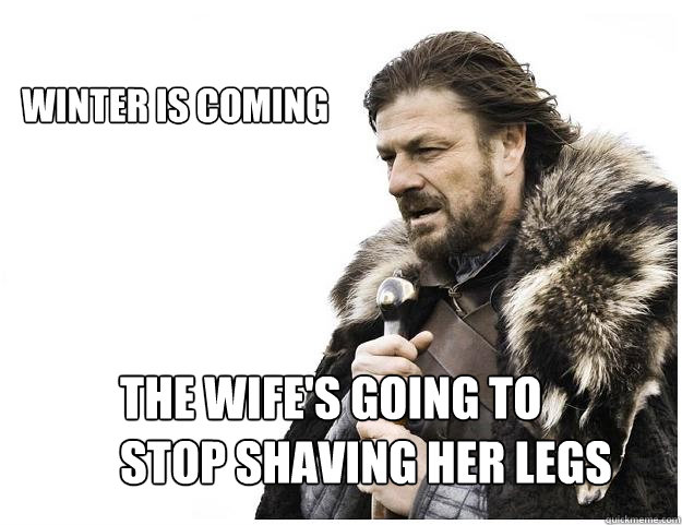 the wife's going to stop shaving her legs winter is coming  Imminent Ned