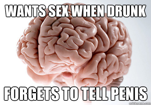Wants sex when drunk Forgets to tell penis  Scumbag Brain