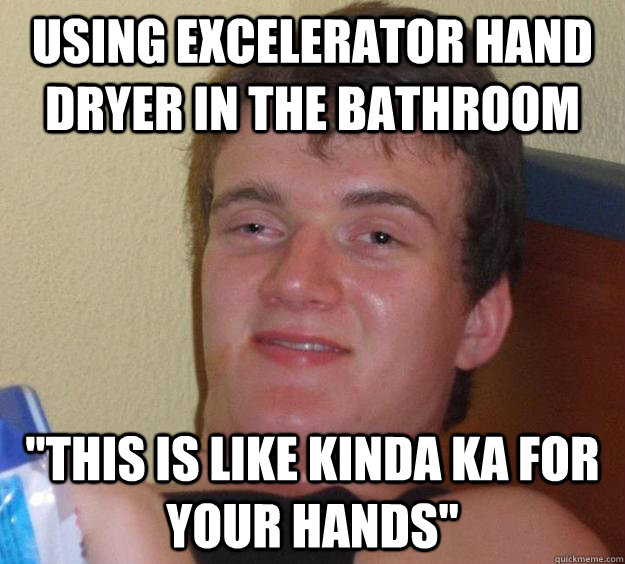using excelerator hand dryer in the bathroom 