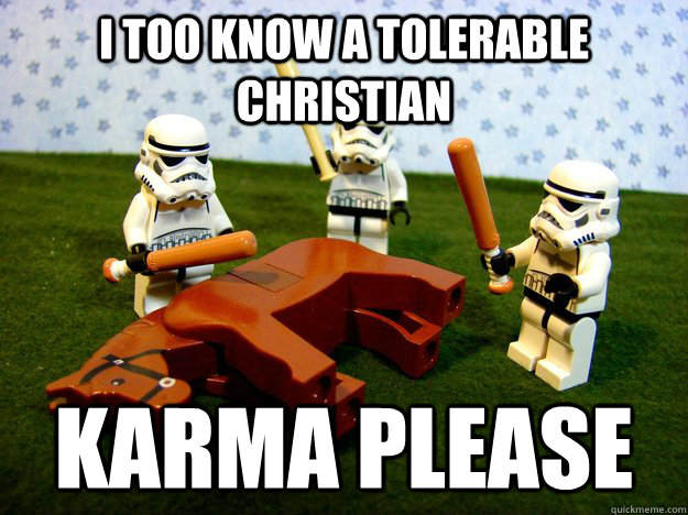 I too know a tolerable christian  KARMA PLEASE  Karma Please