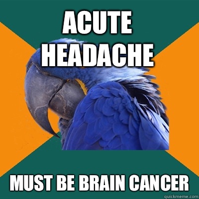 Acute headache must be brain cancer - Acute headache must be brain cancer  Paranoid Parrot