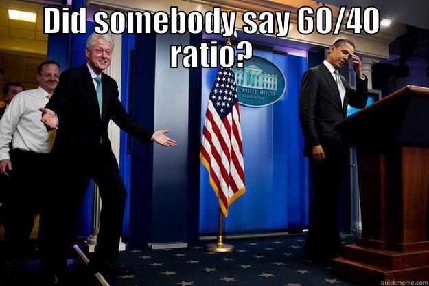  DID SOMEBODY SAY 60/40 RATIO? Inappropriate Timing Bill Clinton