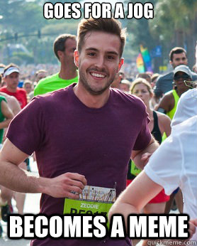 Goes for a jog becomes a meme  Ridiculously photogenic guy