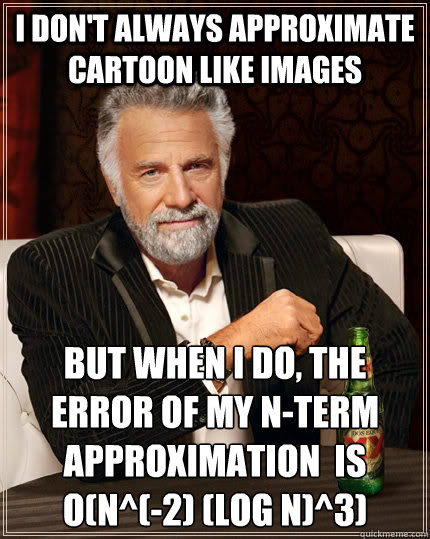 I don't always approximate cartoon like images but when i do, the error of my n-Term Approximation  is 
O(N^(-2) (log N)^3)  The Most Interesting Man In The World