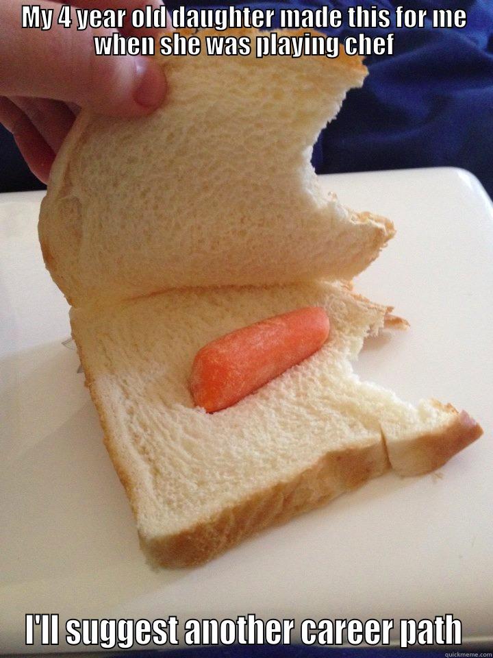carrot sandwich  - MY 4 YEAR OLD DAUGHTER MADE THIS FOR ME WHEN SHE WAS PLAYING CHEF I'LL SUGGEST ANOTHER CAREER PATH Misc