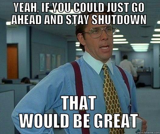 YEAH, IF YOU COULD JUST GO AHEAD AND STAY SHUTDOWN THAT WOULD BE GREAT Office Space Lumbergh