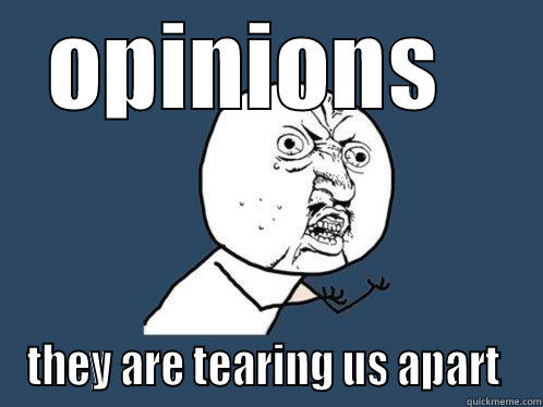 OPINIONS   THEY ARE TEARING US APART  Y U No