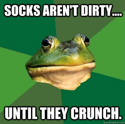 Socks aren't dirty.... until they crunch.  Foul Bachelor Frog