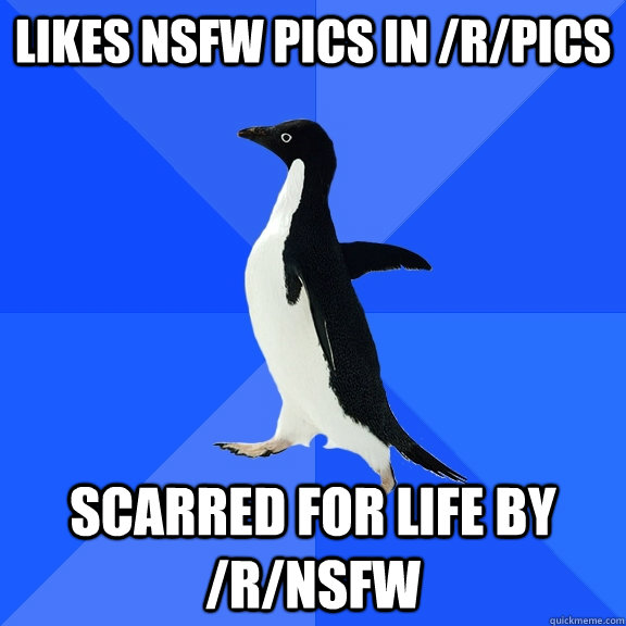 likes NSFW pics in /r/pics scarred for life by /r/nsfw  Socially Awkward Penguin
