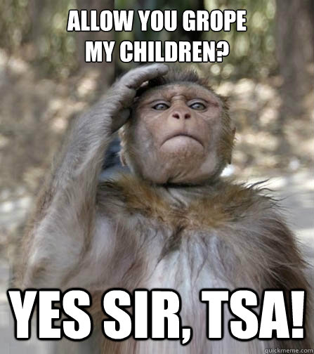 allow you grope 
my children? Yes Sir, Tsa! - allow you grope 
my children? Yes Sir, Tsa!  Obedience Monkey