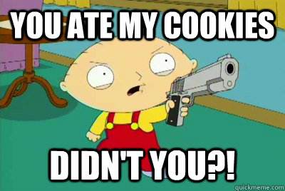 YOU ATE MY COOKIES DIDN'T YOU?!  