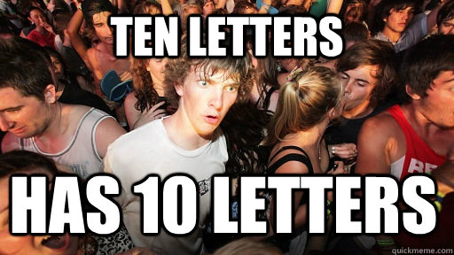 ten Letters has 10 letters  Sudden Clarity Clarence