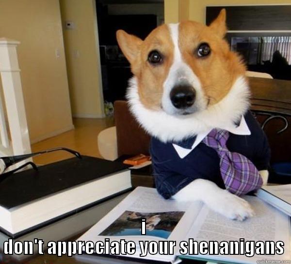  I DON'T APPRECIATE YOUR SHENANIGANS Lawyer Dog